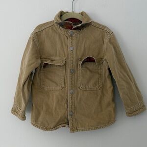 Zara Sand Color Denim Jacket Cute Plaid Lining Size 2-3 Years